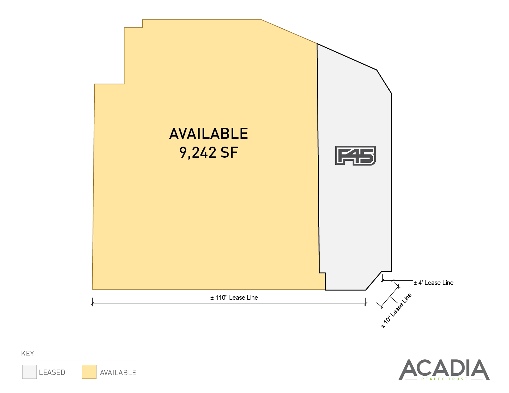 Floor plan showing 9,262 square feet of available commercial space.
