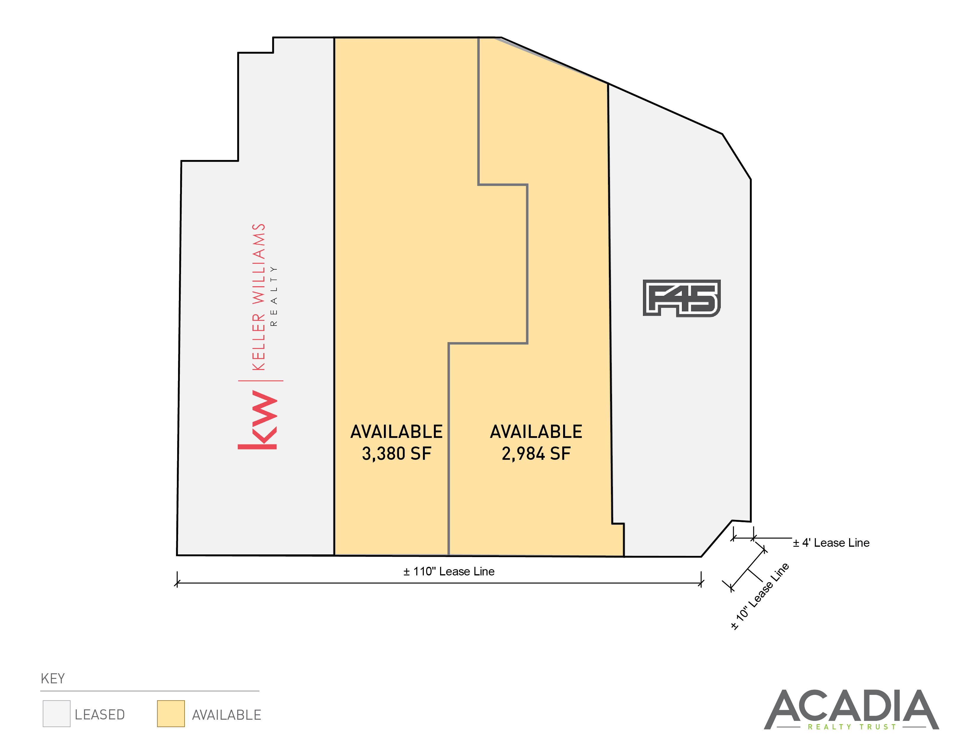 Floor plan showing available commercial space.