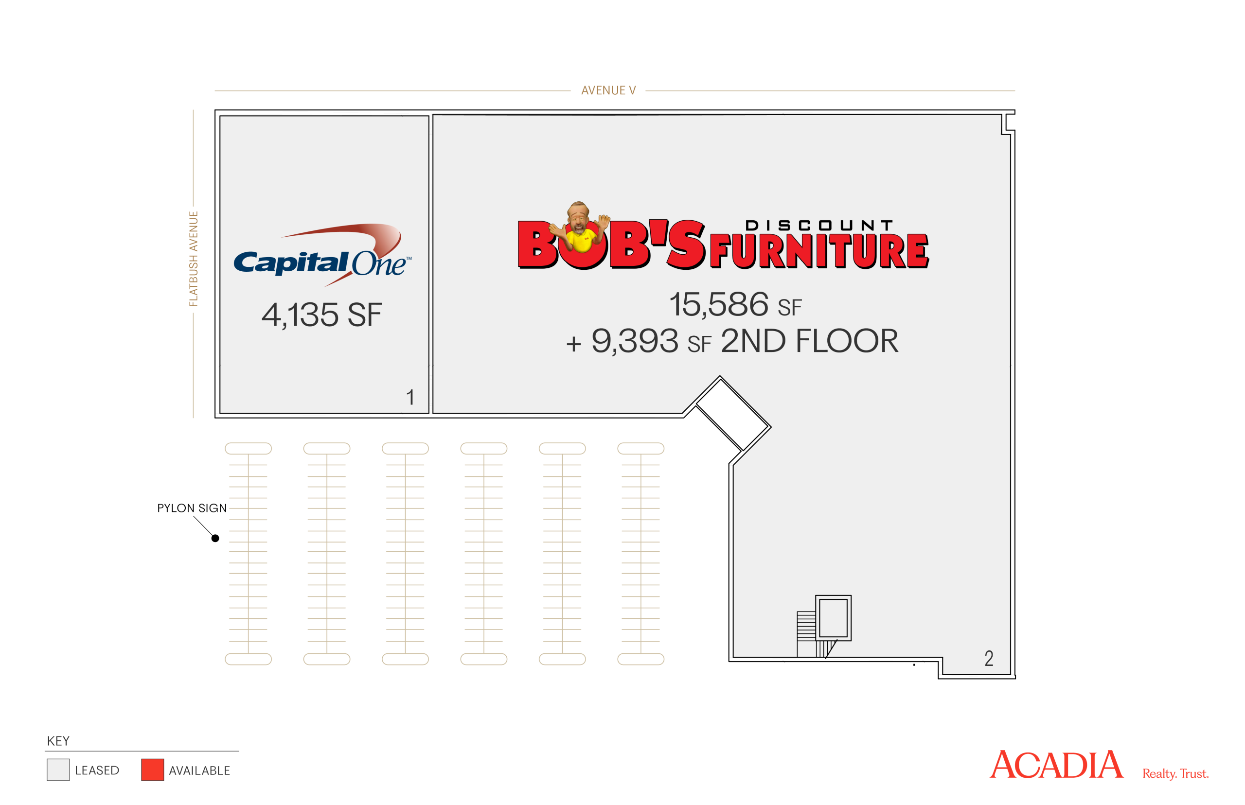 Floor plan showing Bob's Furniture and Capital One locations.