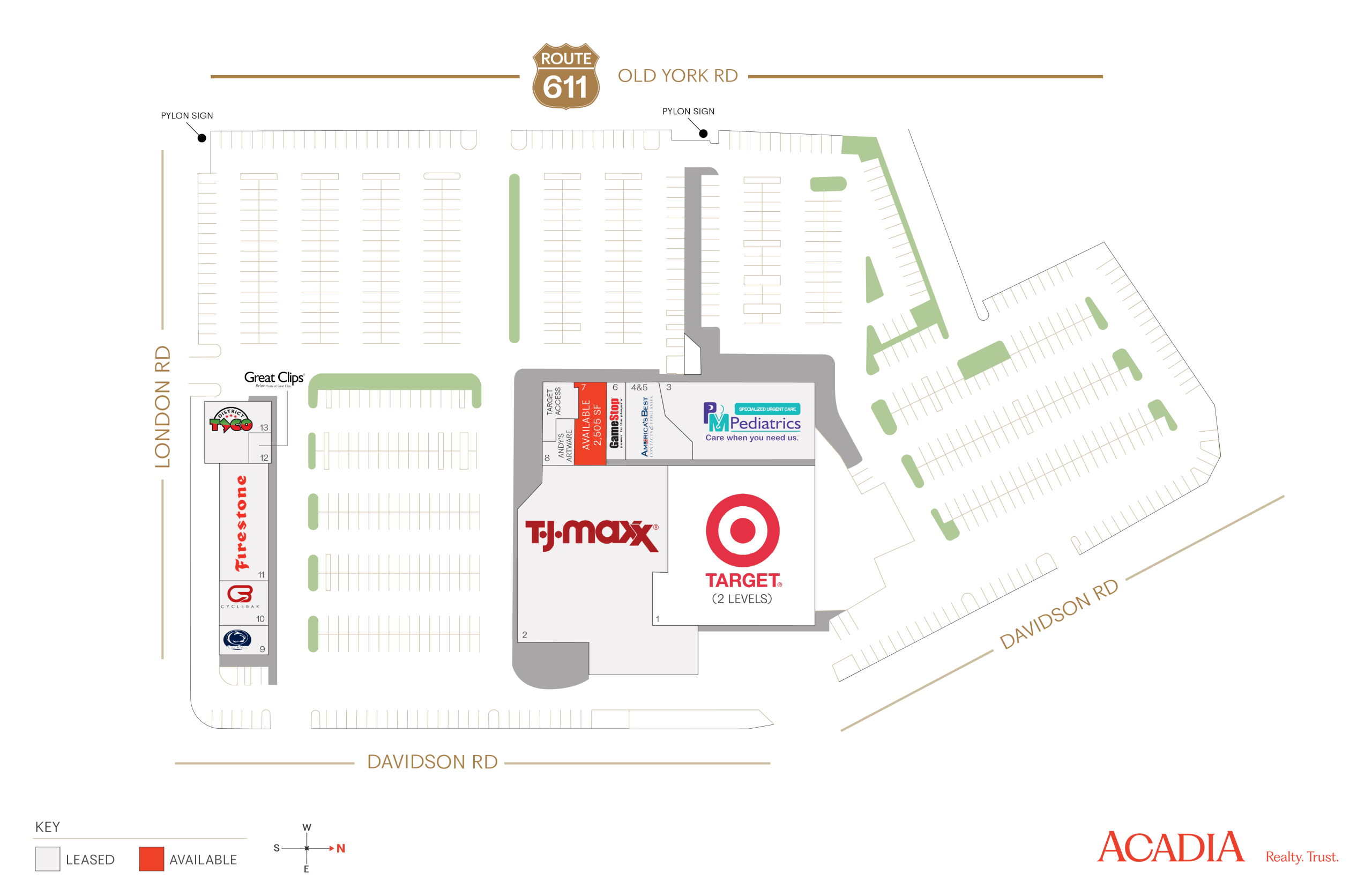 Store directory map showing location of Target and other stores.