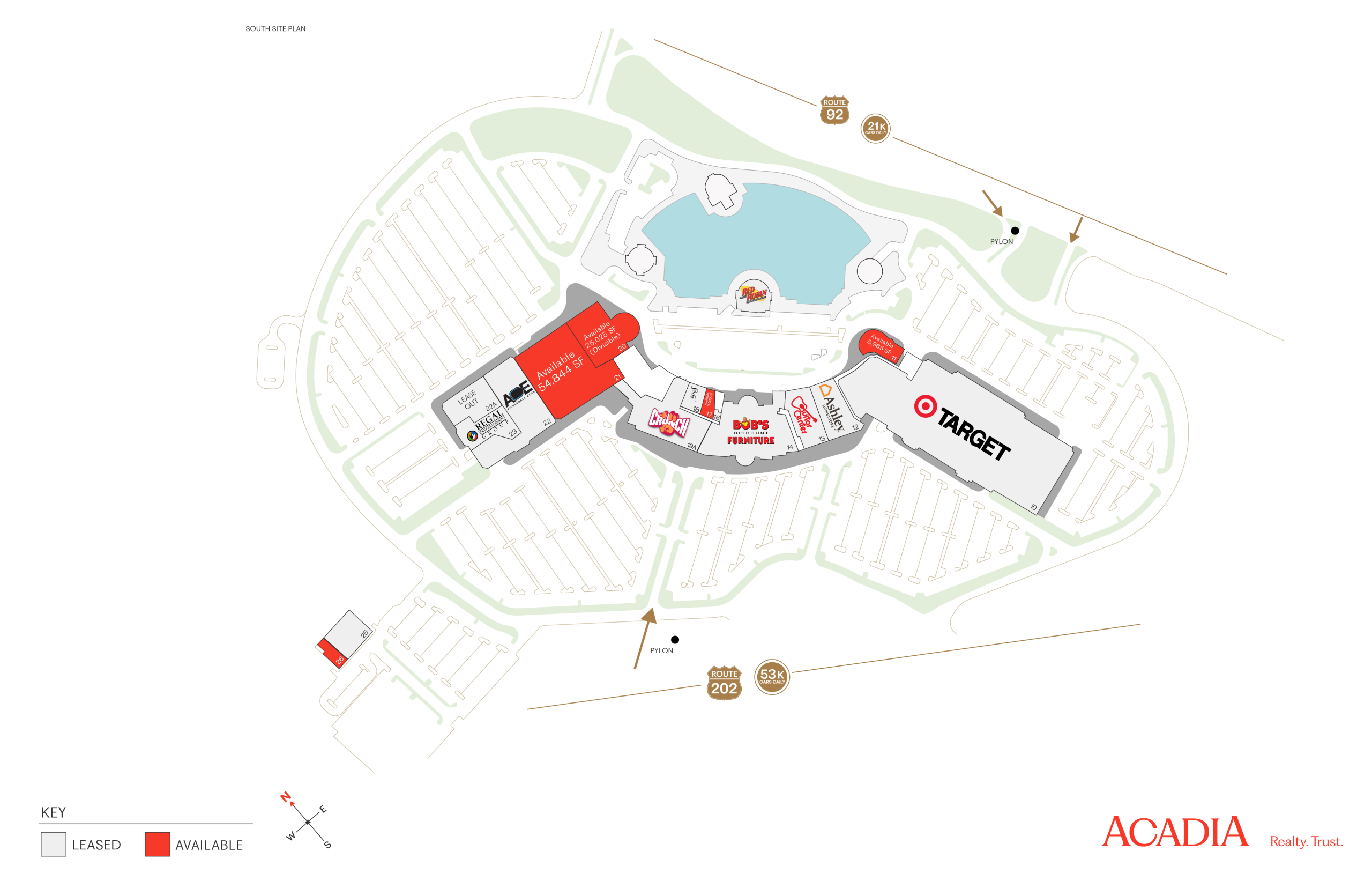 Shopping center map with Target and parking.