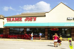 Trader Joe's grocery store exterior with customers entering.