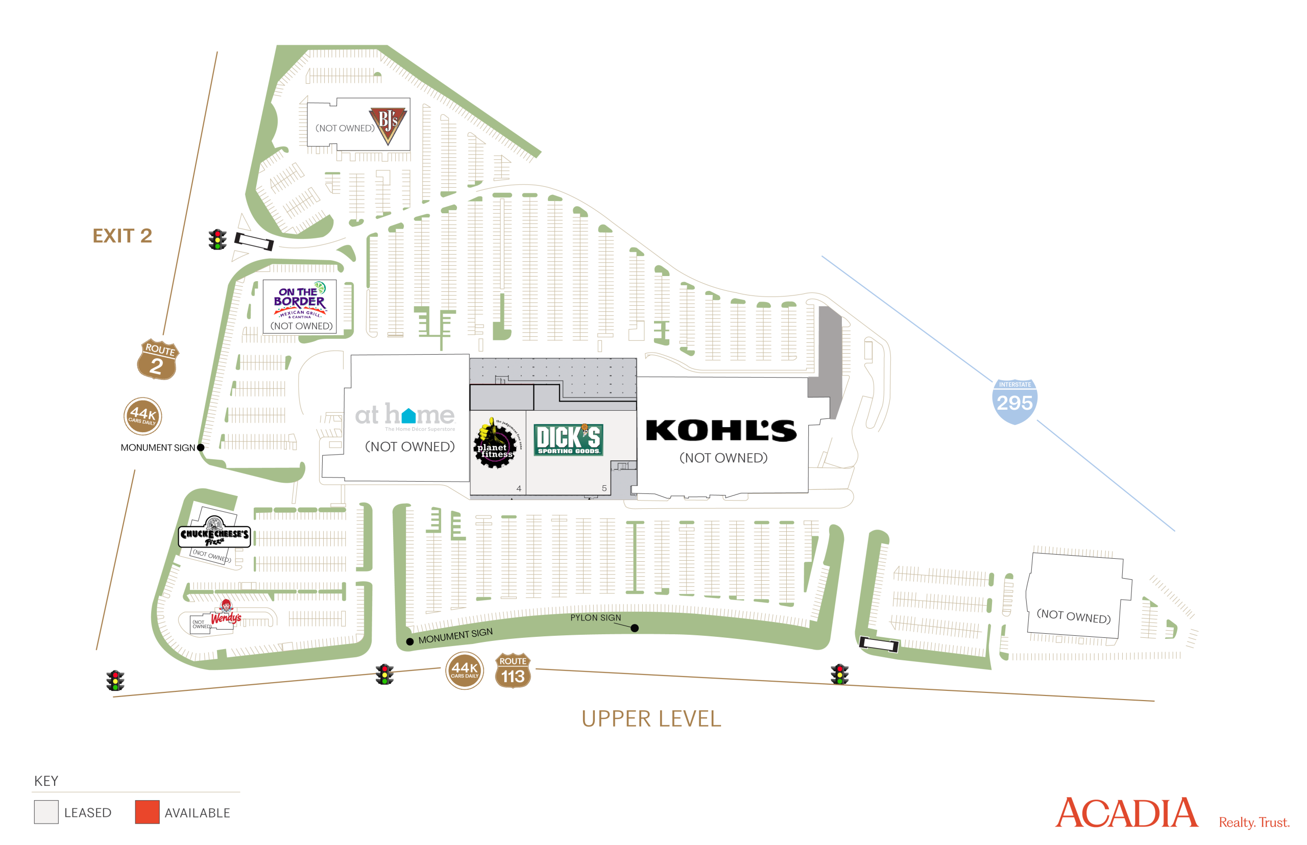 Shopping center map, upper level.