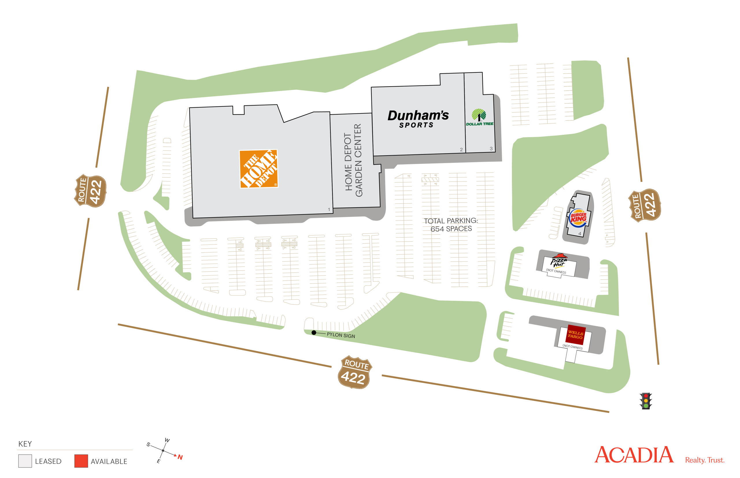Shopping center map showing Home Depot and other stores.