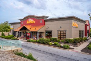 Exterior view of a Fazoli's restaurant.