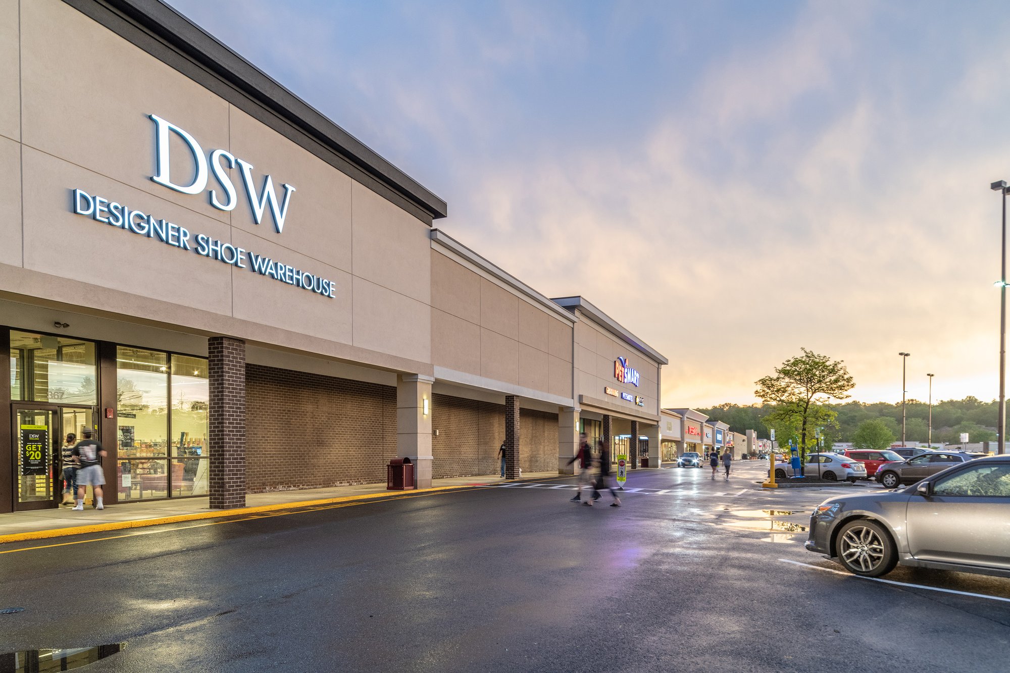 DSW Designer Shoe Warehouse storefront at a shopping center.