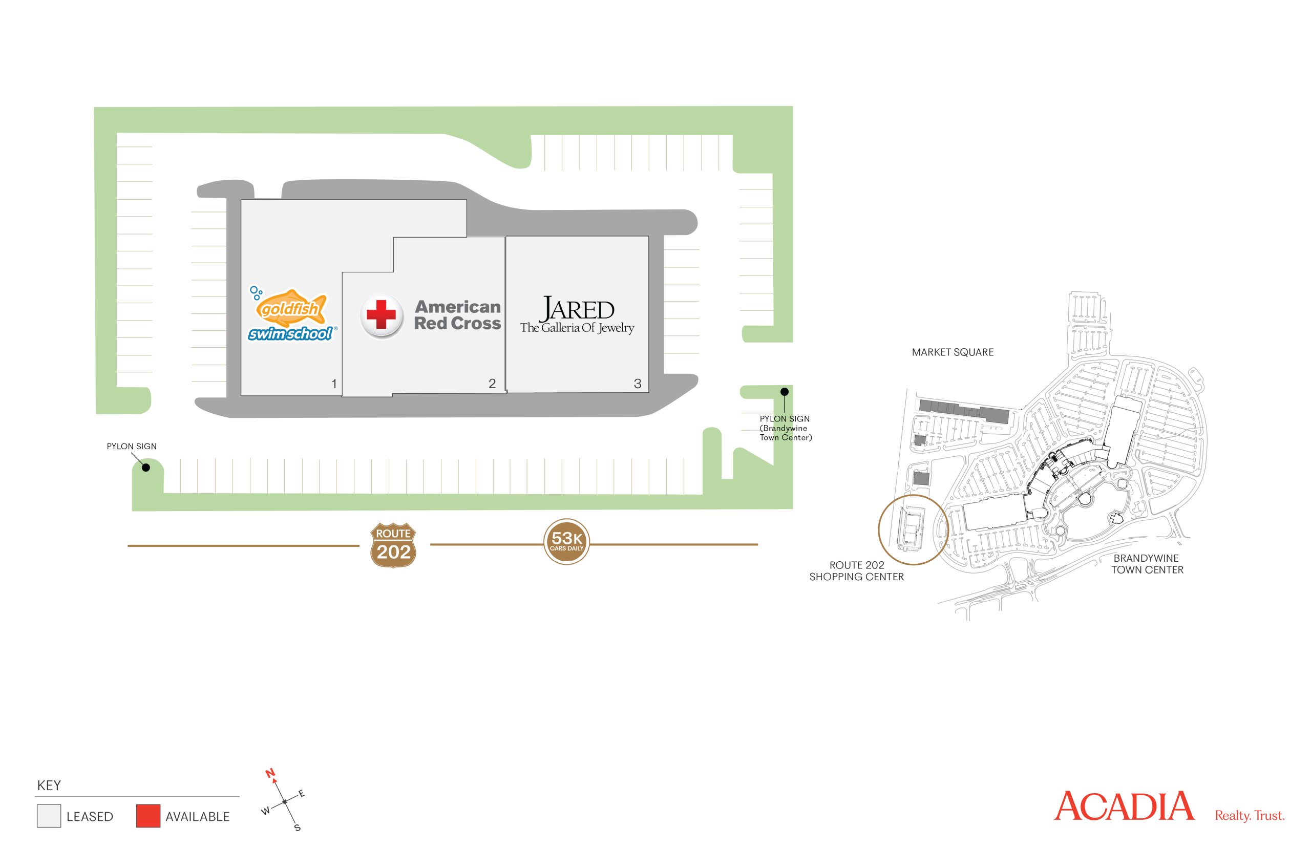 Site map showing building layout and parking.