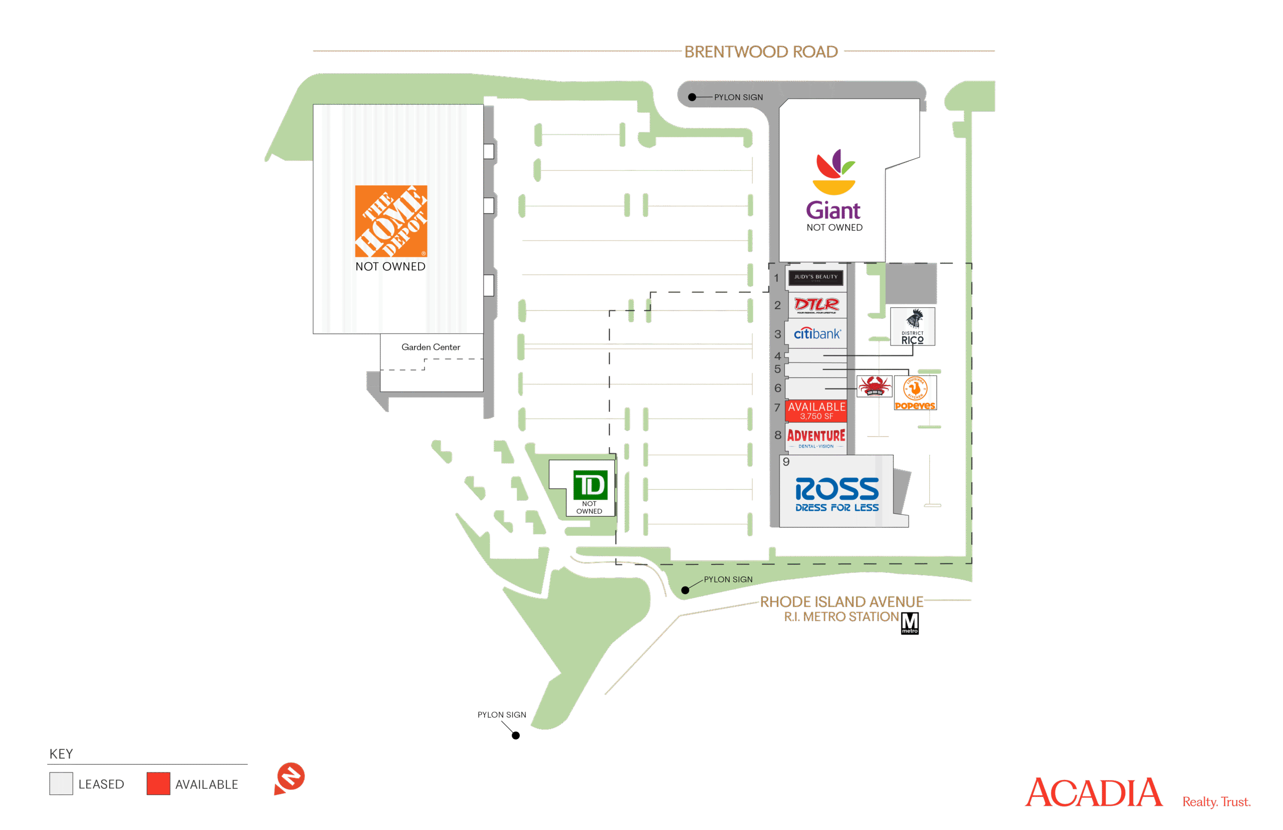 Site map of shopping center including Home Depot and Giant.