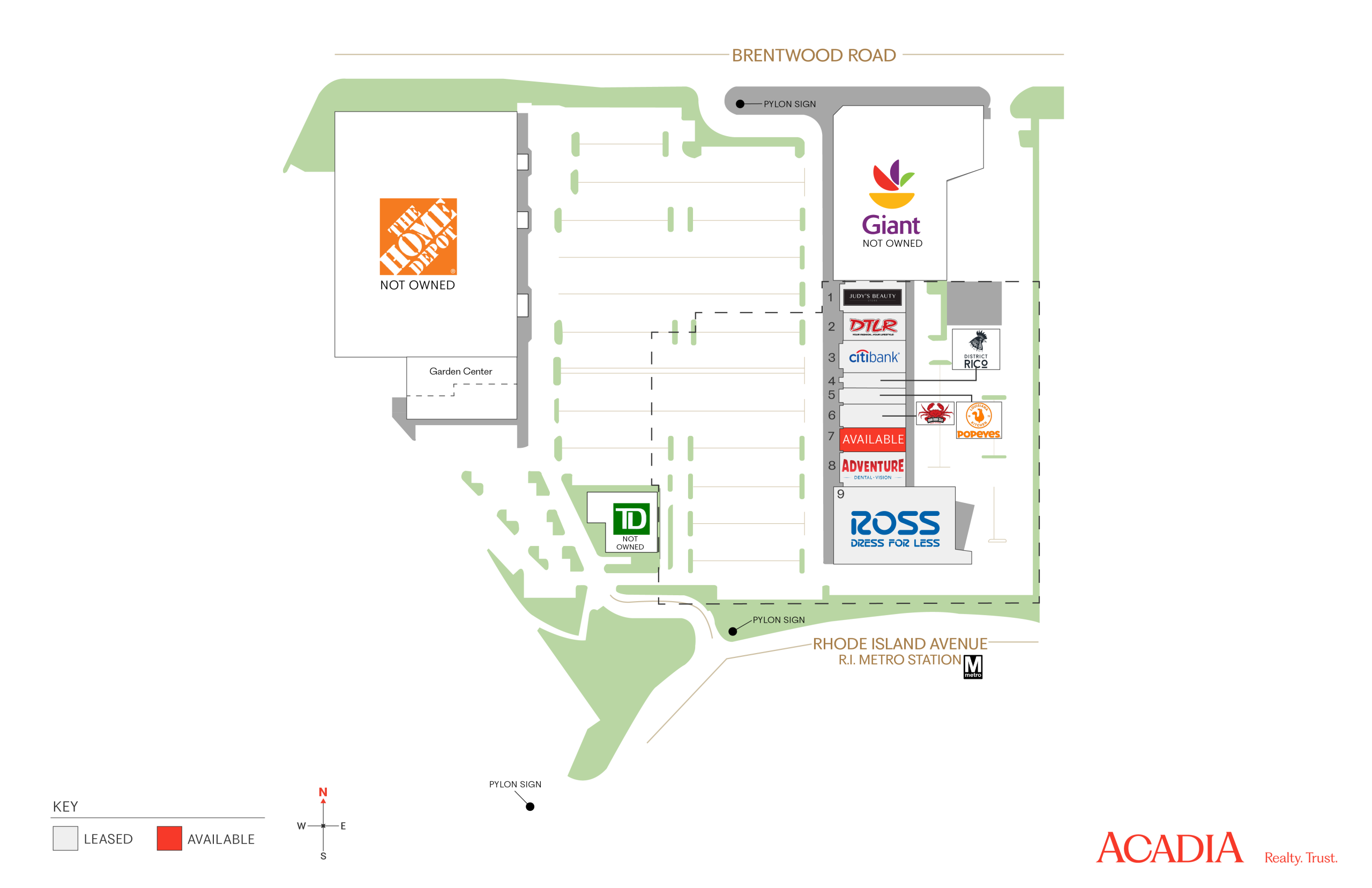 Site map of shopping center including Home Depot and Giant.