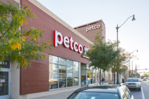 exterior of commercial building with petco sign