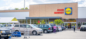 Lidl and Ulta Beauty store exteriors.
