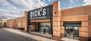Dick's Sporting Goods store exterior at dusk