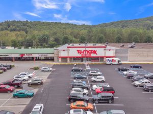Tyvek store in a shopping center parking lot.