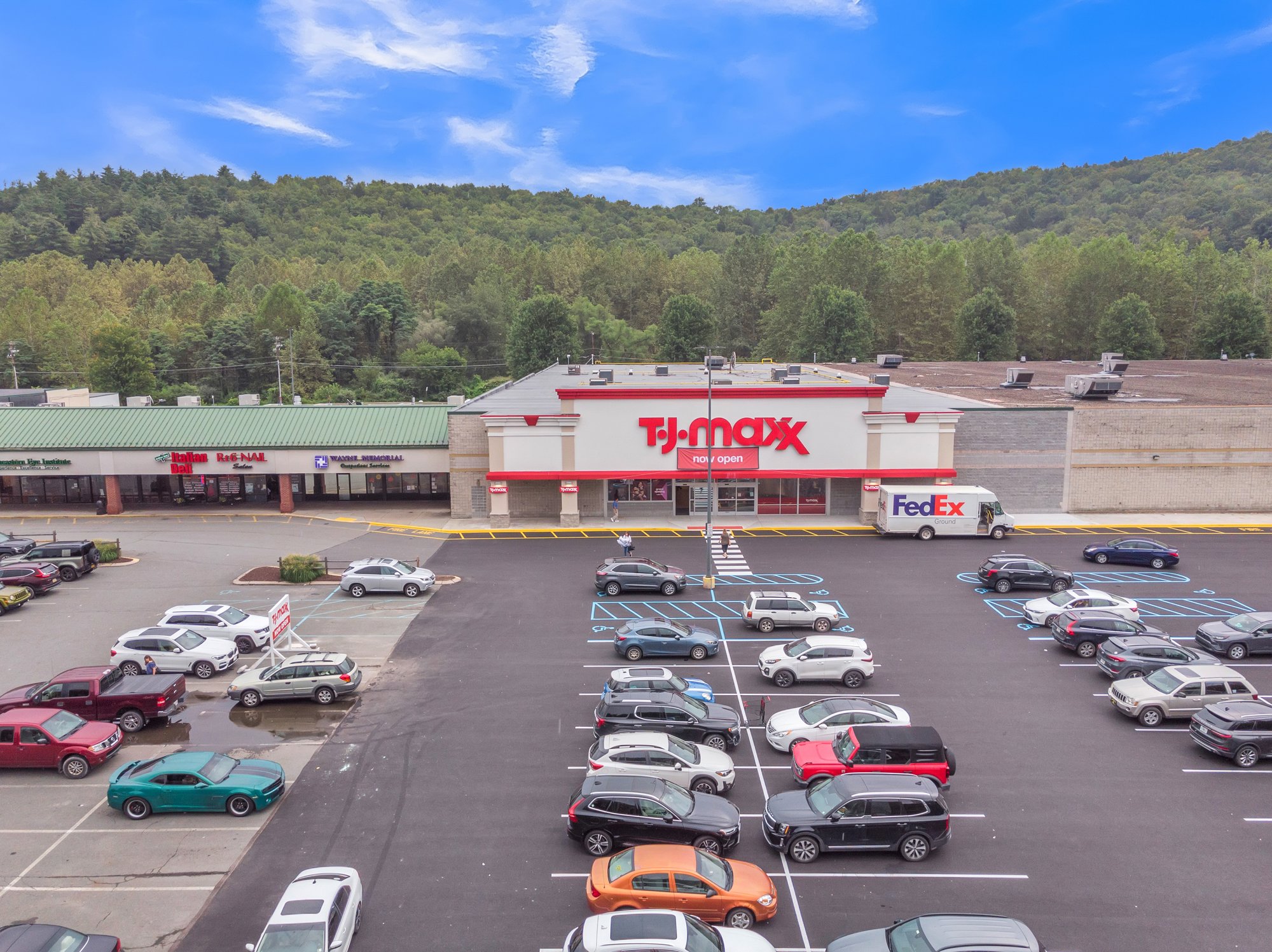 Tyvek store in a shopping center parking lot.